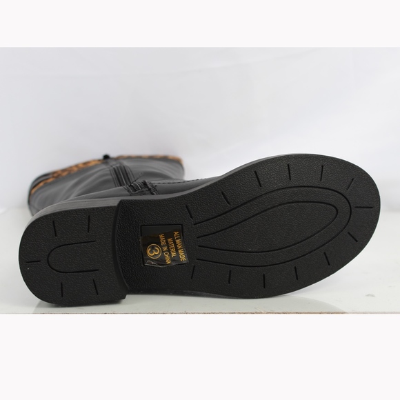 Girls Two Tone Leopard Black Knee High Riding Boot - Picture 4 of 4